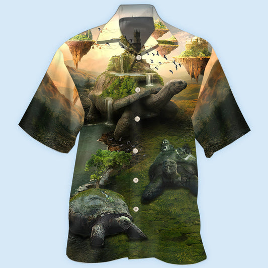 Turtle Vintage Landscape Art – Hawaiian Shirt