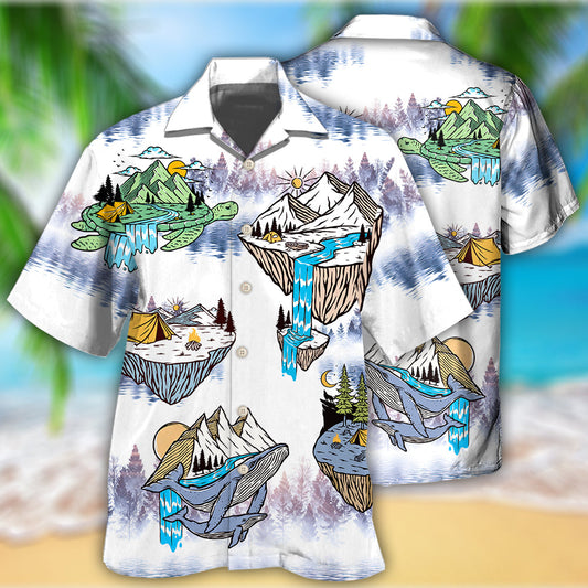 Turtle And Shark Camping Style – Hawaiian Shirt