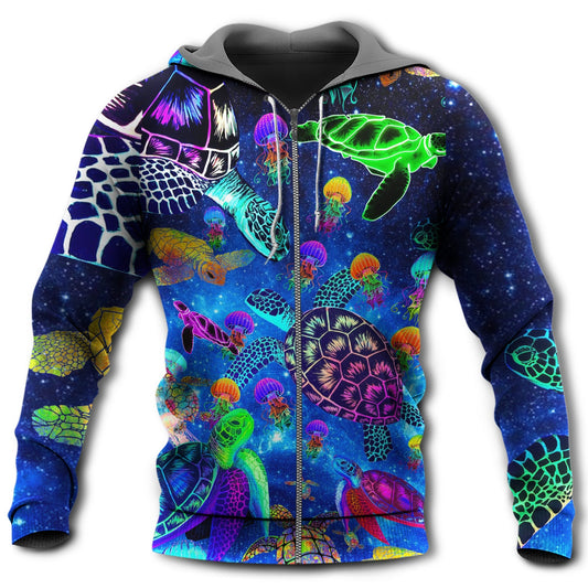 Turtle Glowing Ocean Art - 3D Hoodie