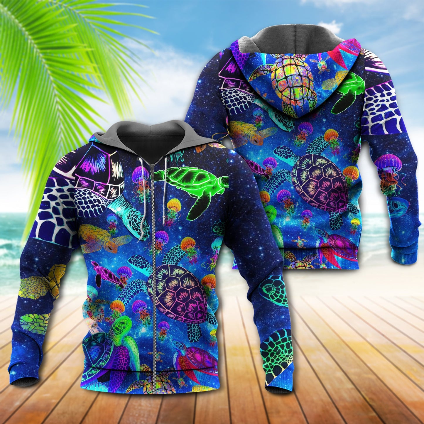 Turtle Glowing Ocean Art - 3D Hoodie