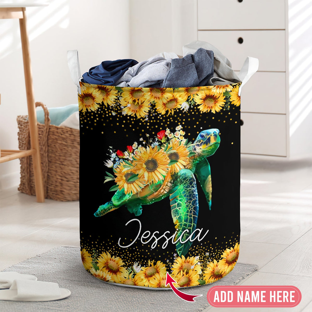 Turtle sunflower fresh sea personalized - Laundry basket - LAUB01TNH020322-Owls Matrix