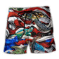 Turtle Swimming USA Flag Independence Day - Beach Short