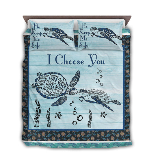 Blue Turtle Love Bedding Cover For Coastal Bedroom Decor