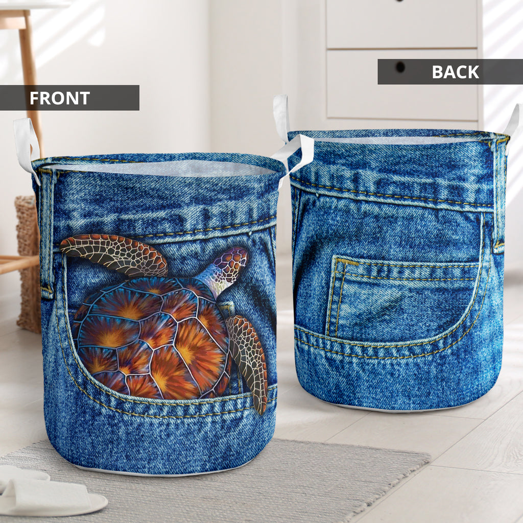 Turtle Jean Pocket Style - Laundry Basket - Owls Matrix LTD
