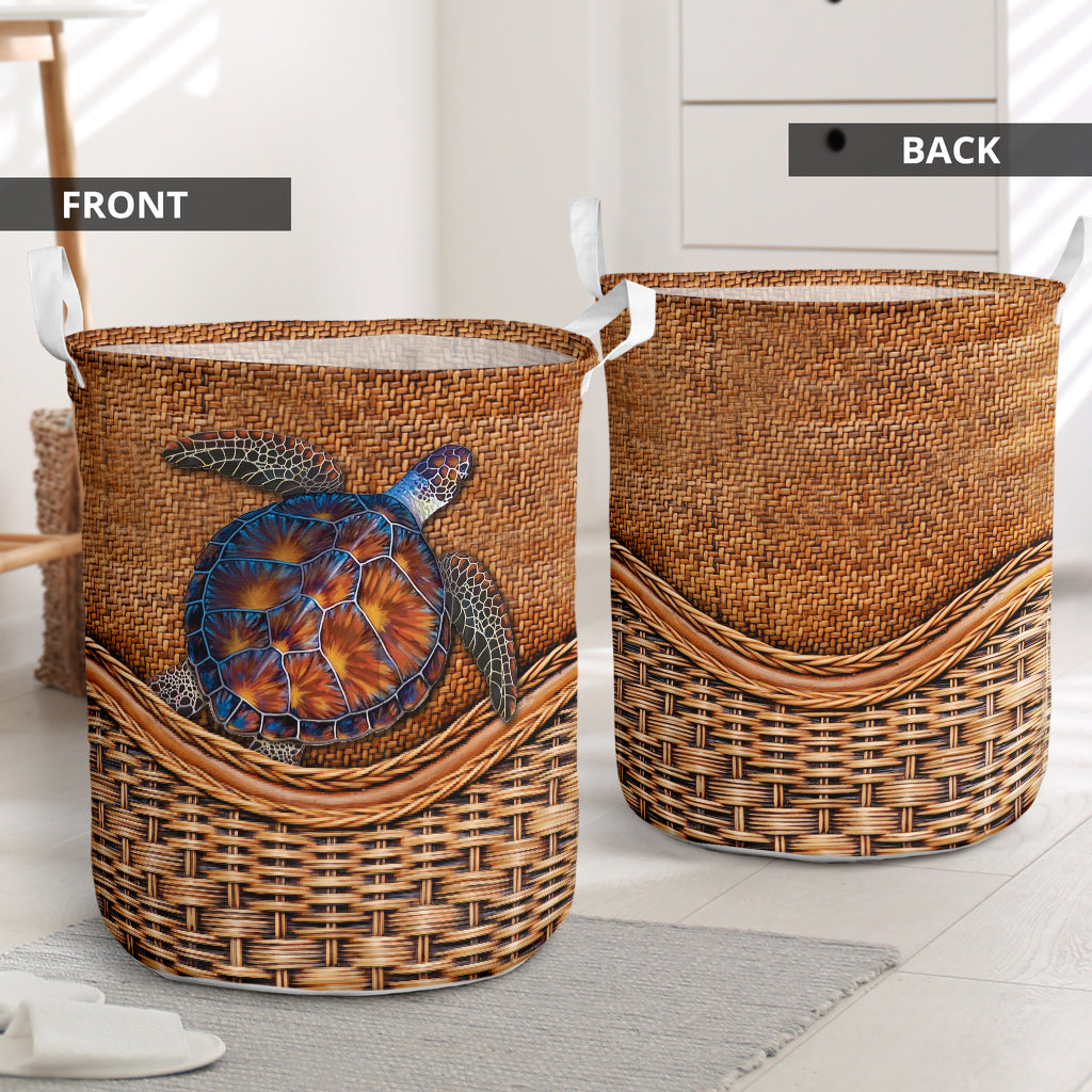 Turtle Rattan Teaxture So Simple - Laundry Basket - Owls Matrix LTD