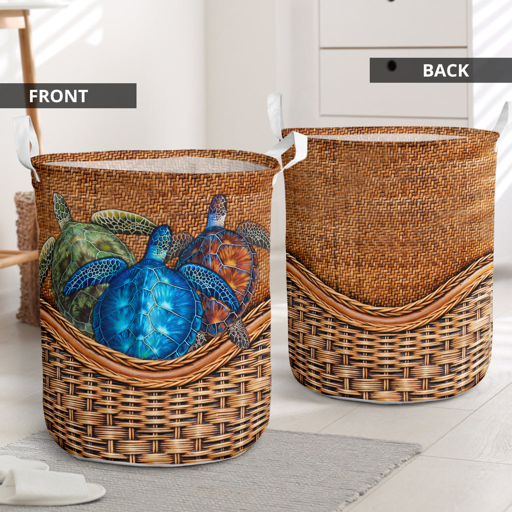 Turtle Rattan Teaxture So Classic - Laundry Basket - Owls Matrix LTD