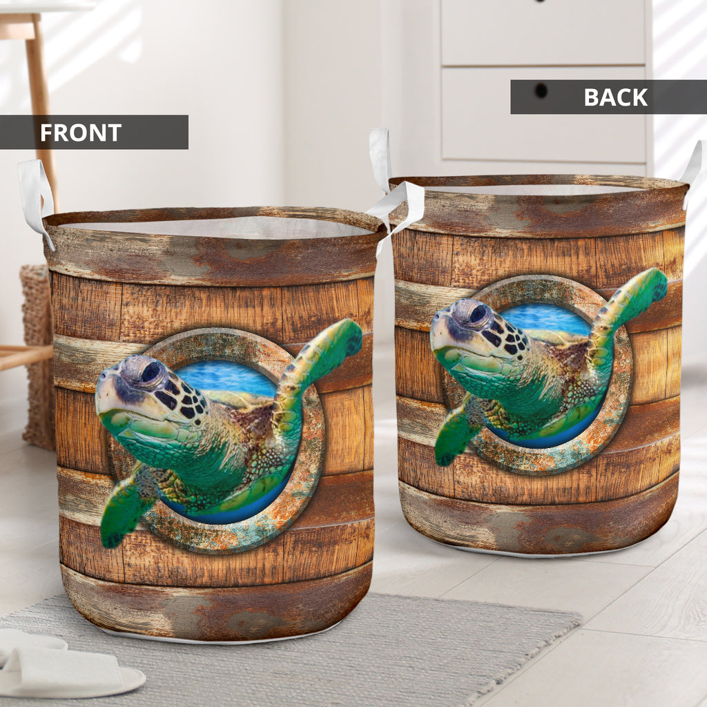 Turtle Wood Vintage - Laundry Basket - Owls Matrix LTD