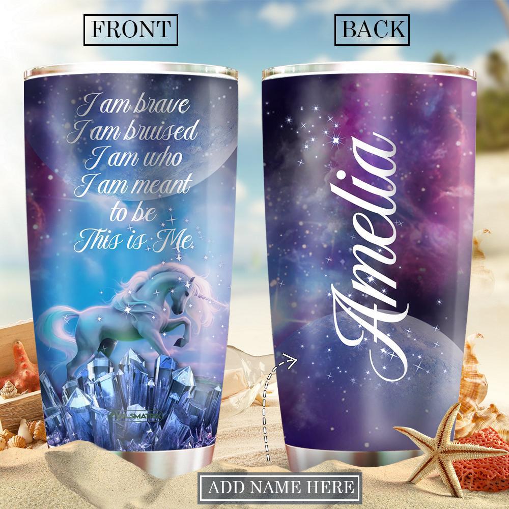 Unicorn I Am Brave Personalized 20 Oz Tumbler