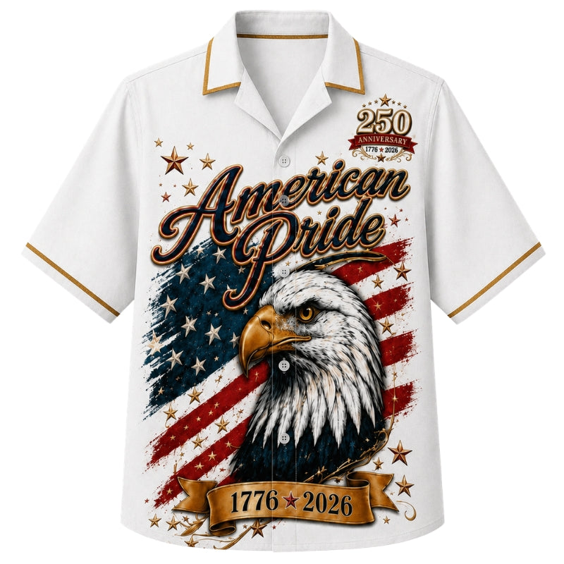 USA 250th Anniversary Wide Hawaiian Shirt- American Pride Eagle