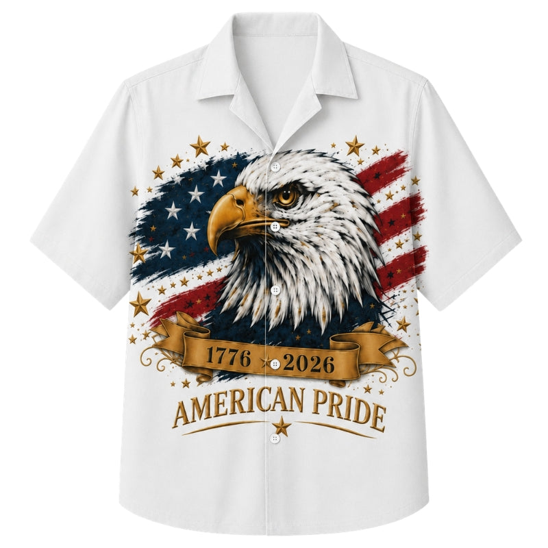 USA 250th Anniversary Wide Hawaiian Shirt- Eagle American Pride