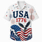 USA 250th Anniversary Wide Hawaiian Shirt- Eagle Surf Flag Waves