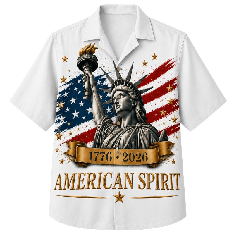 USA 250th Anniversary Wide Hawaiian Shirt- Liberty American Spirit
