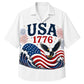 USA 250th Anniversary Wide Hawaiian Shirt- USA Eagle Ocean Waves