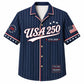 USA 250th Anniversary Wide Hawaiian Shirt- USA Pinstripe Flag