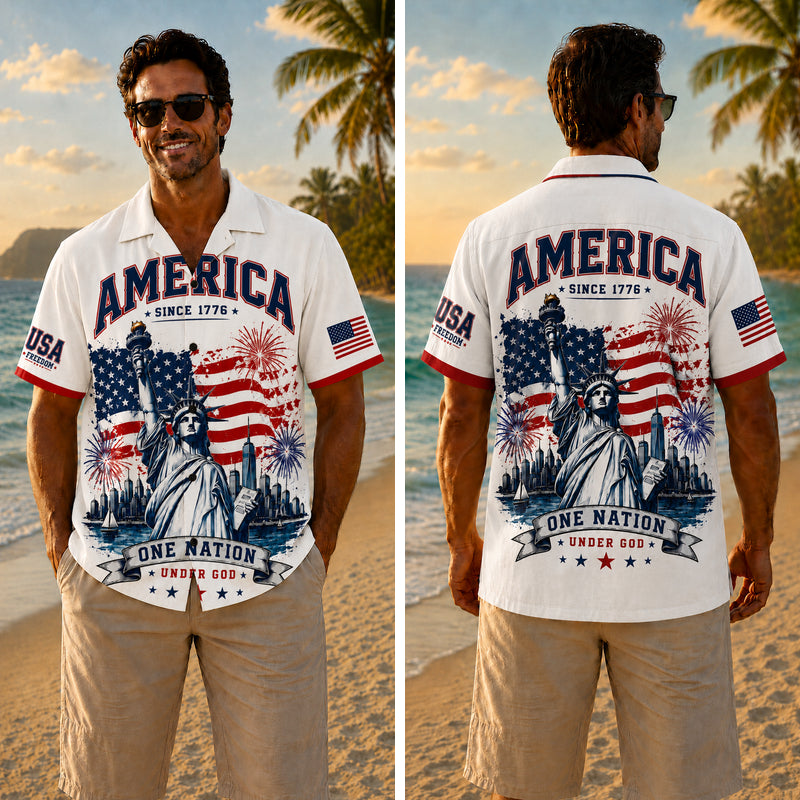USA 250th Anniversary Wide Hawaiian Shirt - One Nation Under God