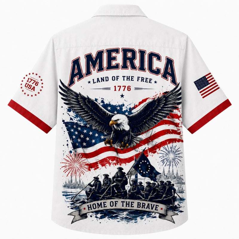 USA 250th Anniversary Wide Hawaiian Shirt- America Home of Brave