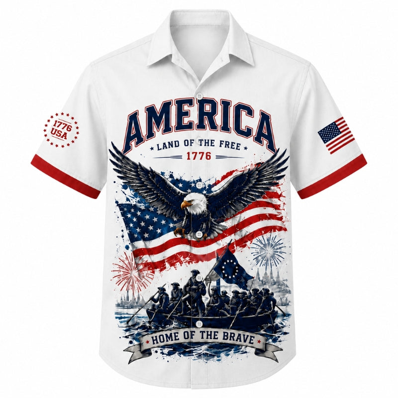 USA 250th Anniversary Wide Hawaiian Shirt - America Home of Brave