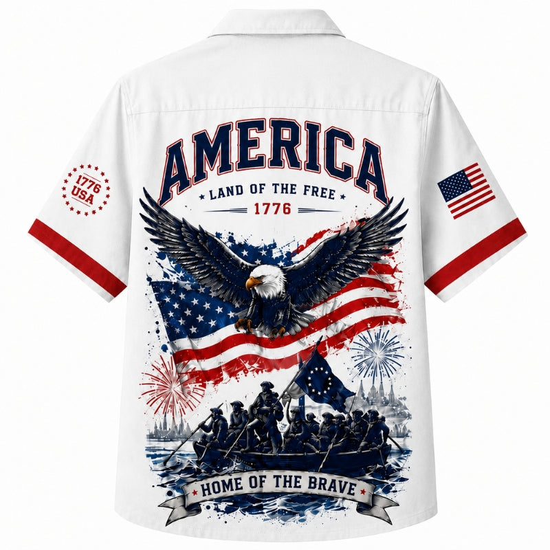 USA 250th Anniversary Wide Hawaiian Shirt - America Home of Brave