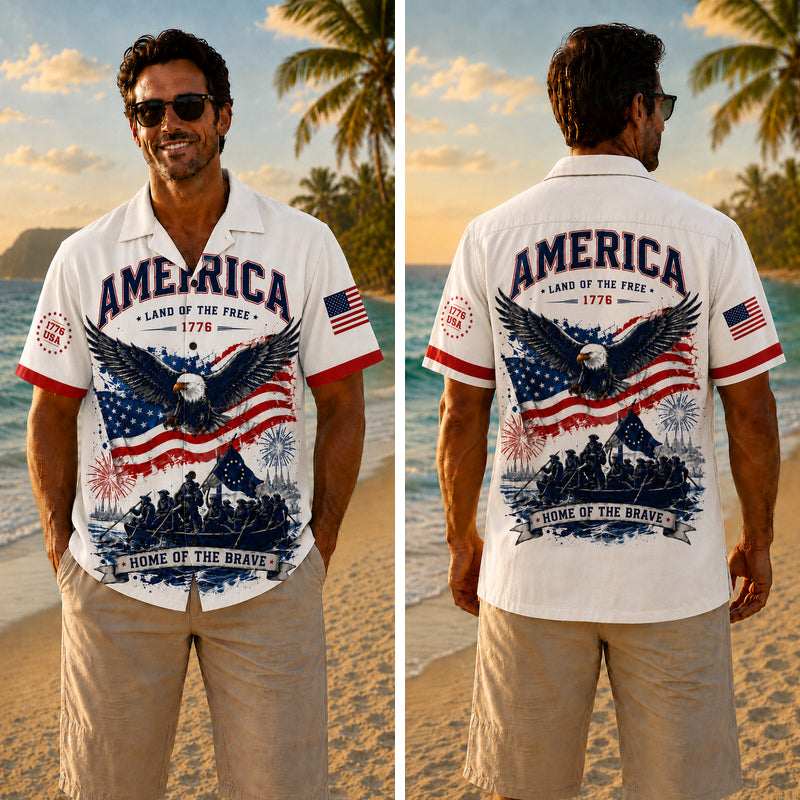 USA 250th Anniversary Wide Hawaiian Shirt - America Home of Brave
