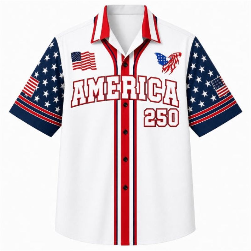USA 250th Anniversary Wide Hawaiian Shirt- America Red Stripe Print