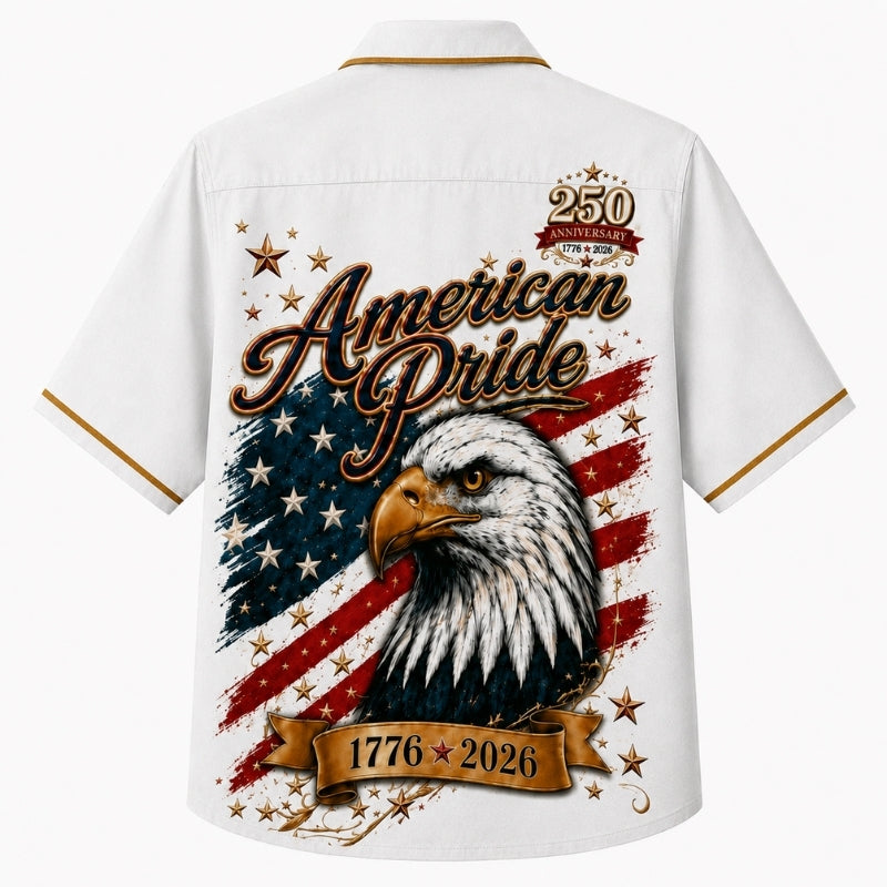 USA 250th Anniversary Wide Hawaiian Shirt- American Pride Eagle