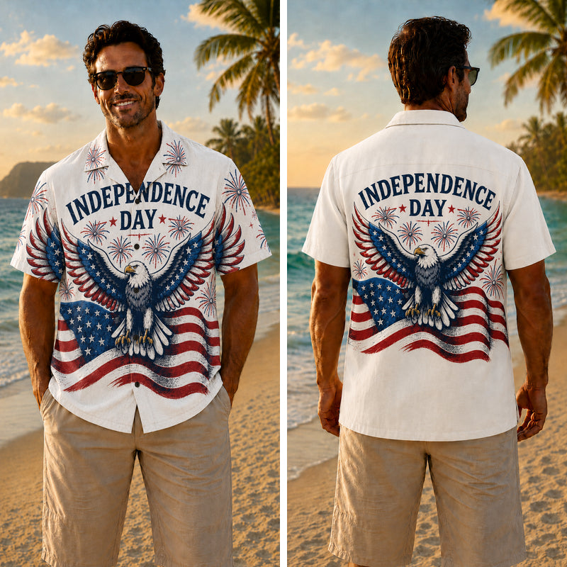 USA 250th Anniversary Wide Hawaiian Shirt - Independence Day Eagle