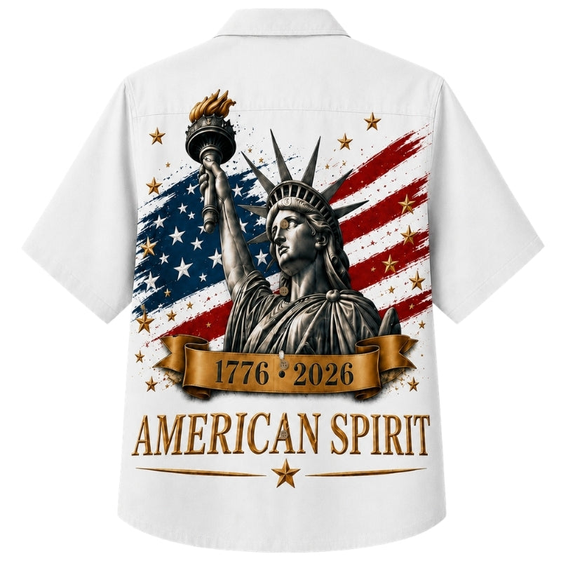 USA 250th Anniversary Wide Hawaiian Shirt- Liberty American Spirit