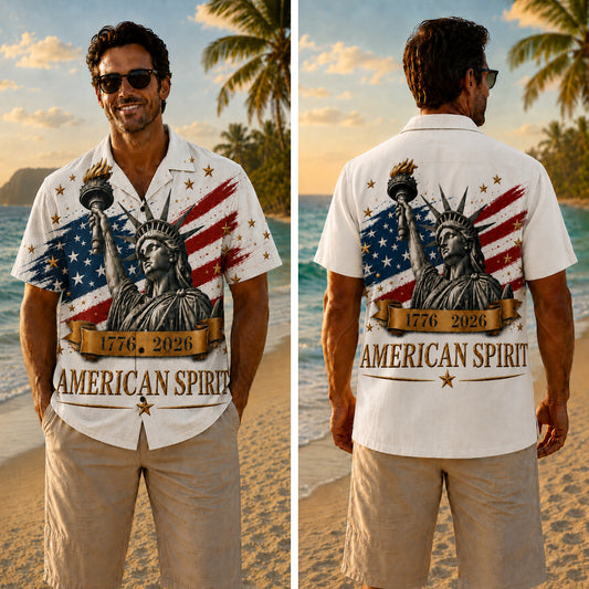 USA 250th Anniversary Wide Hawaiian Shirt - Liberty American Spirit