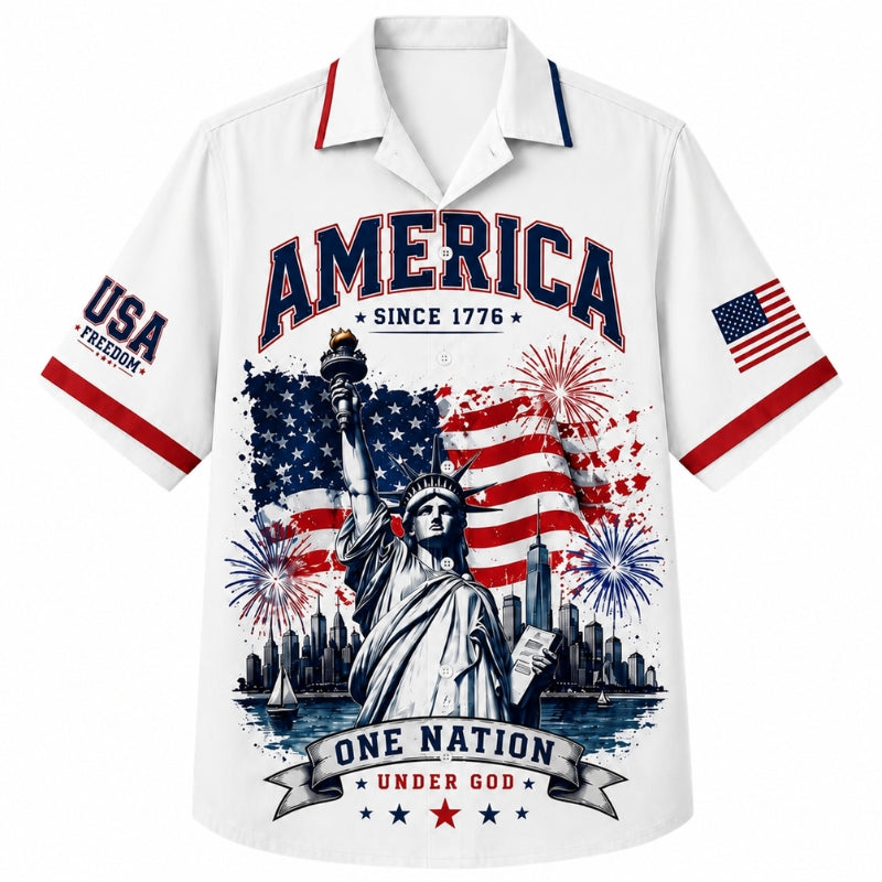 USA 250th Anniversary Wide Hawaiian Shirt- One Nation Under God