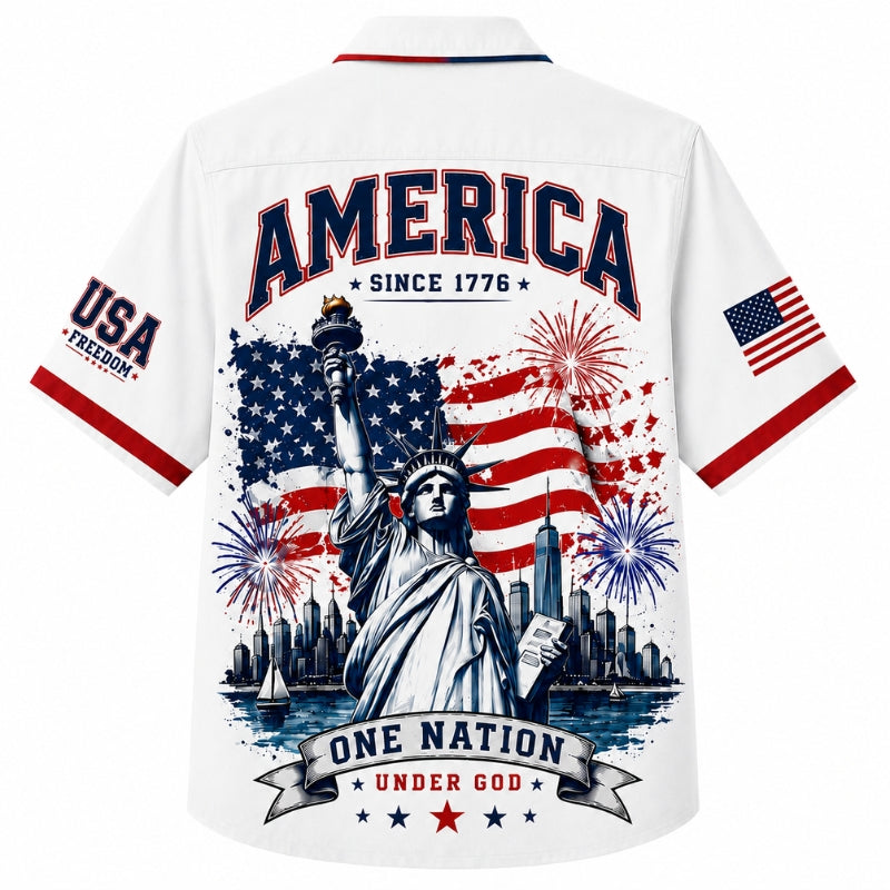 USA 250th Anniversary Wide Hawaiian Shirt- One Nation Under God