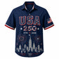 USA 250th Anniversary Wide Hawaiian Shirt - USA City Skyline Print