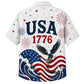 USA 250th Anniversary Wide Hawaiian Shirt- USA Eagle Ocean Waves