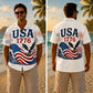 USA 250th Anniversary Wide Hawaiian Shirt - USA Eagle Ocean Waves