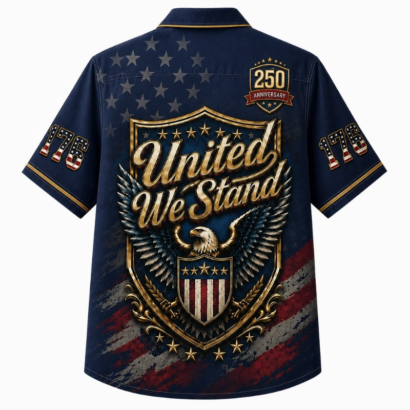 USA 250th Anniversary Wide Hawaiian Shirt- United We Stand Crest