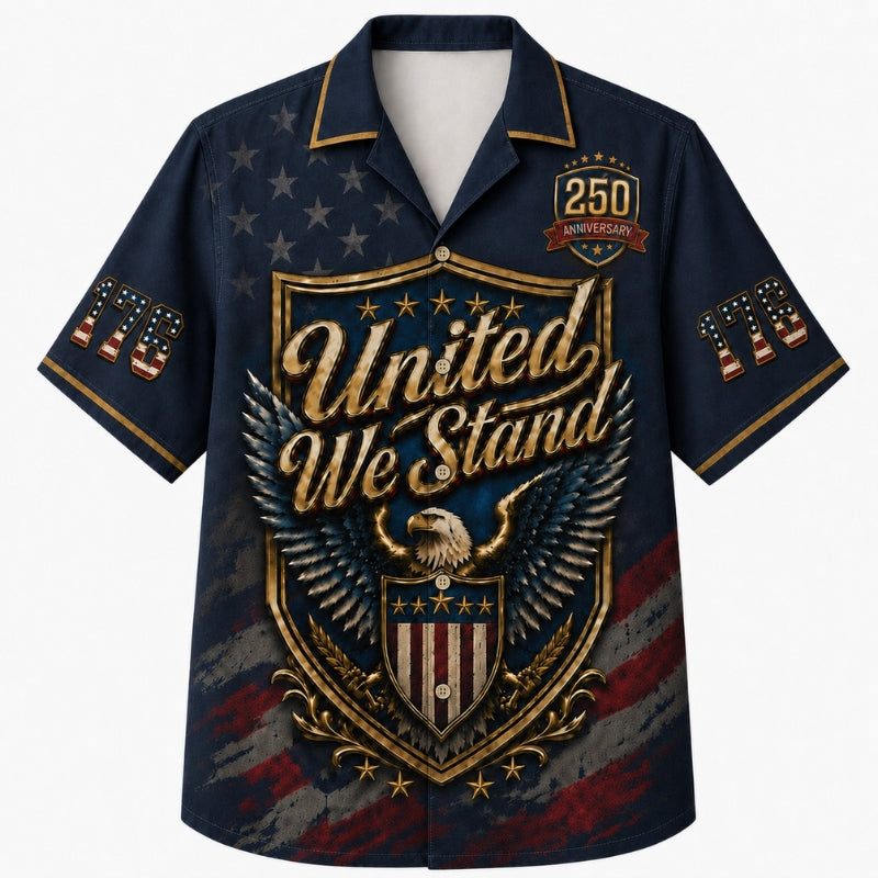 USA 250th Anniversary Wide Hawaiian Shirt - United We Stand Crest