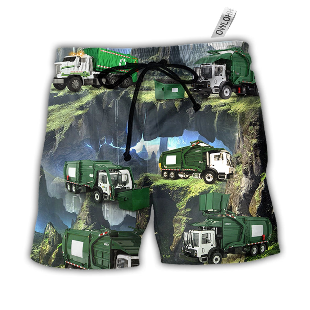 Beach Short / Adults / S Truck US Waste Collector Style - Beach Short - Owls Matrix LTD