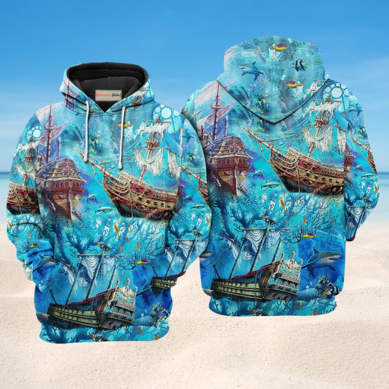 Underwater Shipwreck Art – 3D Hoodie