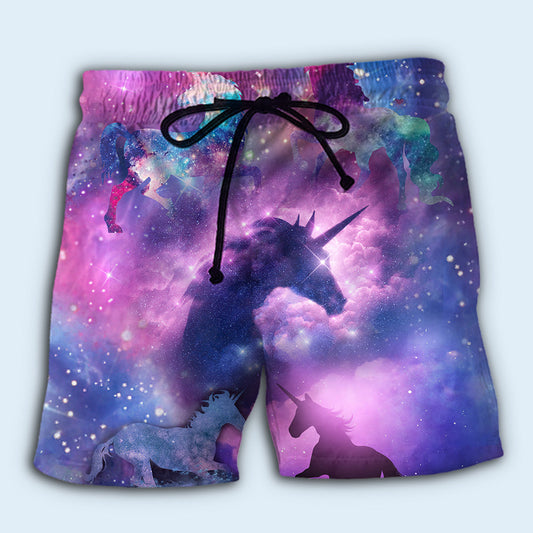 Unicorn Purple Galaxy Art Style – Beach Short