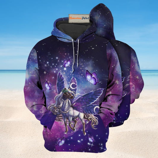 Unicorn Butterfly Cute Night - 3D Hoodie