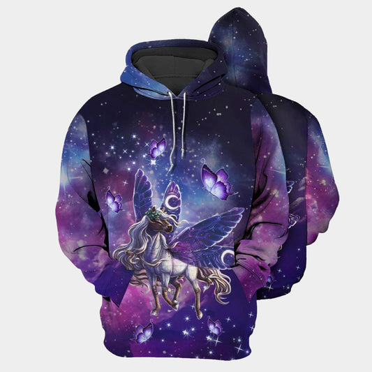 Unicorn Butterfly Night Art – 3D Hoodie