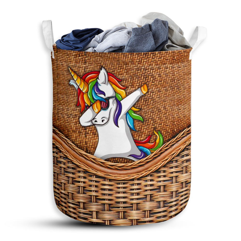 S: 17.72”x13.78” (45x35 cm) Unicorn Rattan Teaxture - Laundry Basket - Owls Matrix LTD