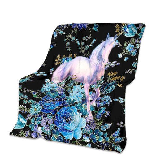 Unicorn Floral Unicorns 50 x 60 Inch Flannel Blanket For Cozy Bedroom And Sofa Decor