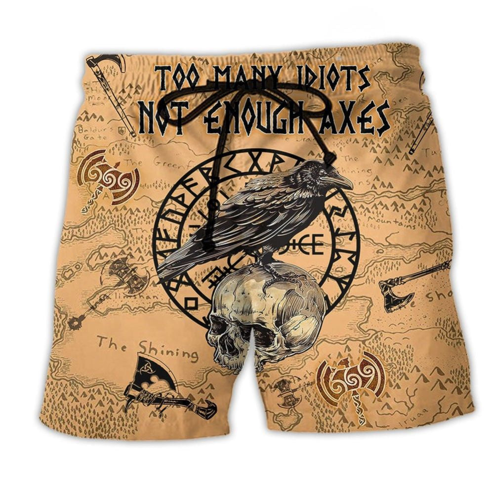 Viking Too Many Idiots Not Enough Vintage Style - Beach Short