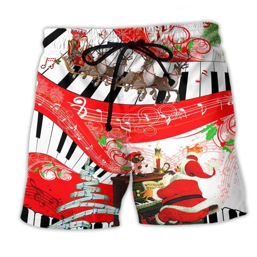 Christmas Santa Funny Music - Beach Short