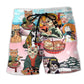 Cat Samurai With Ramen Art – Beach Short