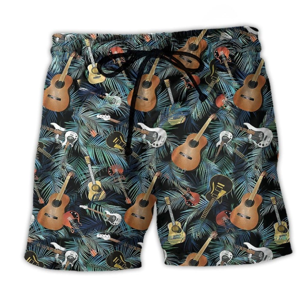 Guitar Love Tropical Leaf – Beach Short