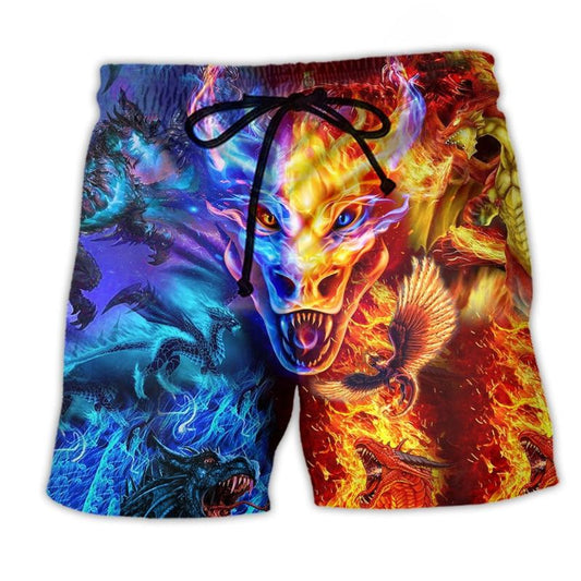 Dragon Life Fire And Water Art – Beach Short