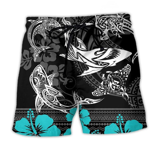 Shark Love Tropical Pattern – Beach Short
