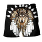 Native Wolf Black Tribal Style – Beach Short