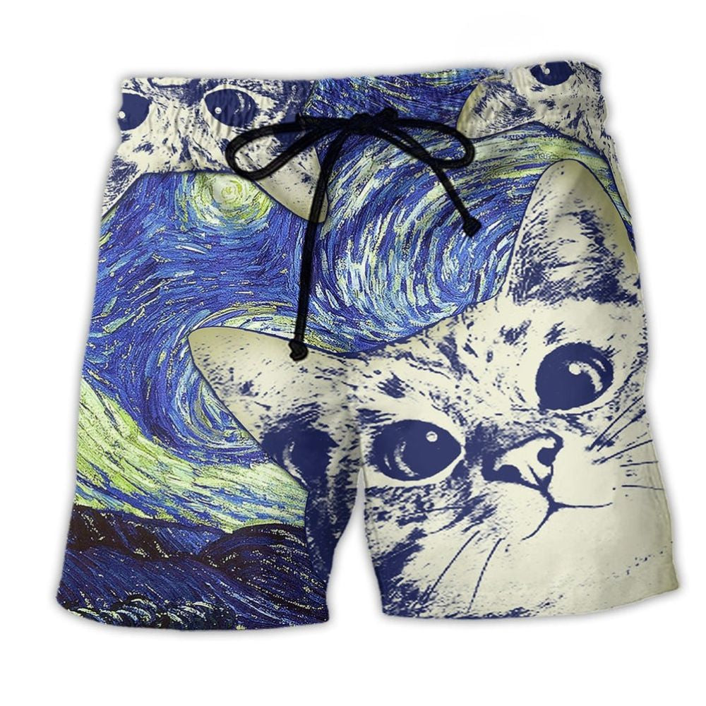 Cat Love Life Blue Style – Beach Short